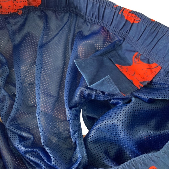 Old Navy Ocean Swim Trunks Size XL Tall 6" Pockets Blue Orange Fish Brief NWT - Picture 10 of 12